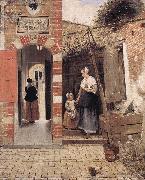 HOOCH, Pieter de The Courtyard of a House in Delft dg oil painting reproduction